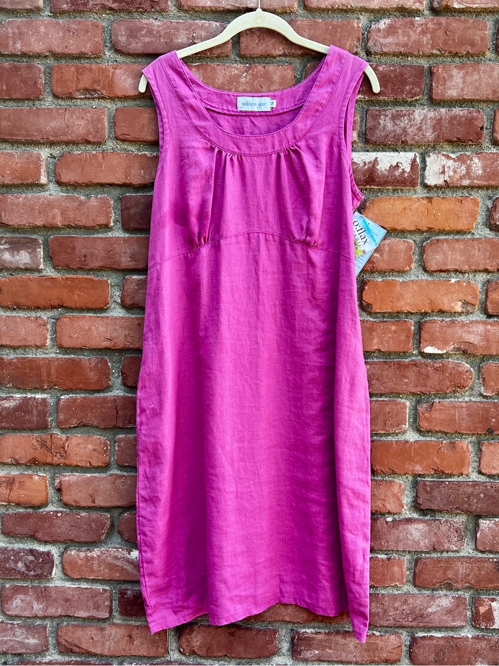 Goddess Gear Bright Pink Sleeveless ORGANIC Flax Linen Shift Dress